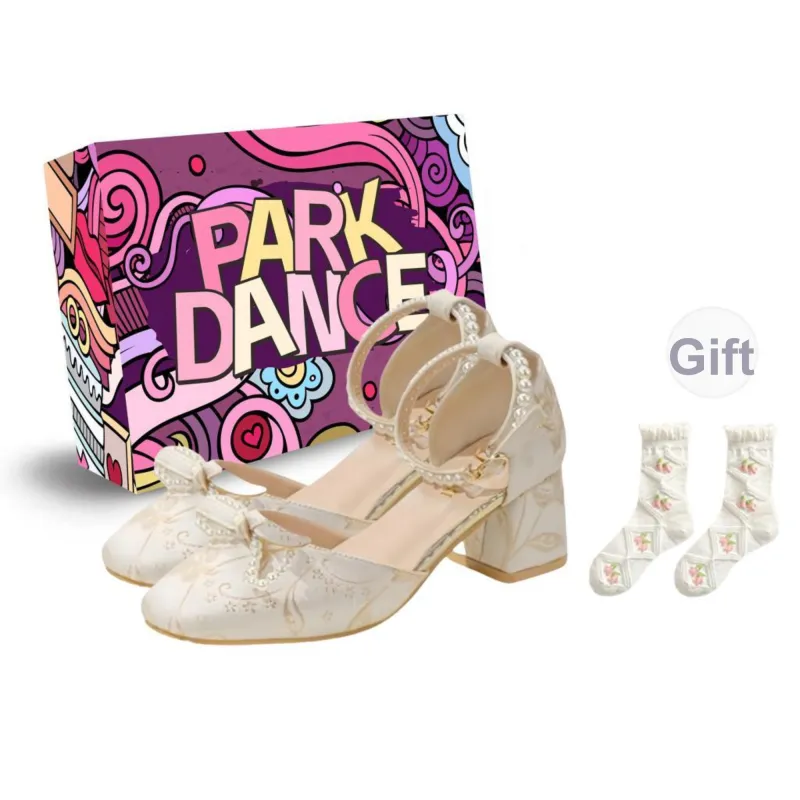 PARK DANCE Chunky Heel High Heels Women's Beige-6
