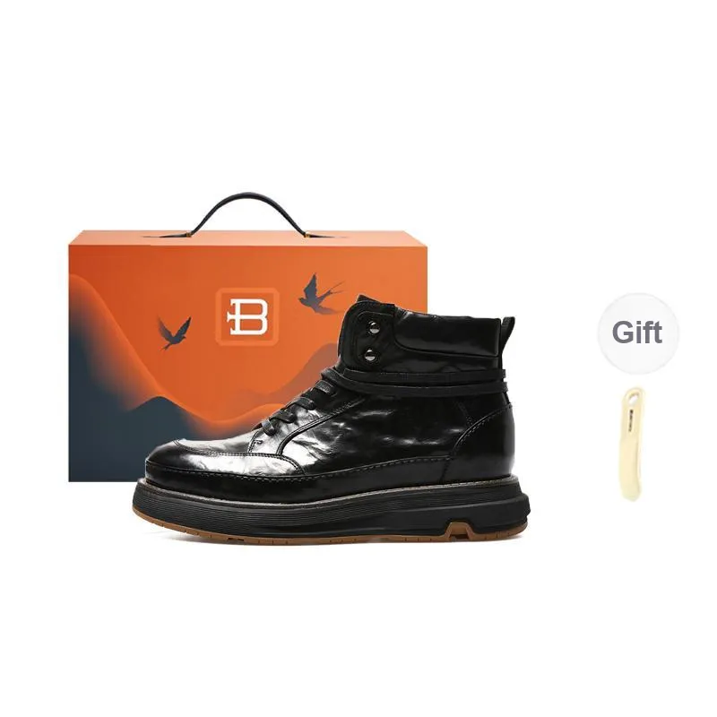 BOSSSUNWEN Classic Soft Leather Martin Boot Men's Black-8