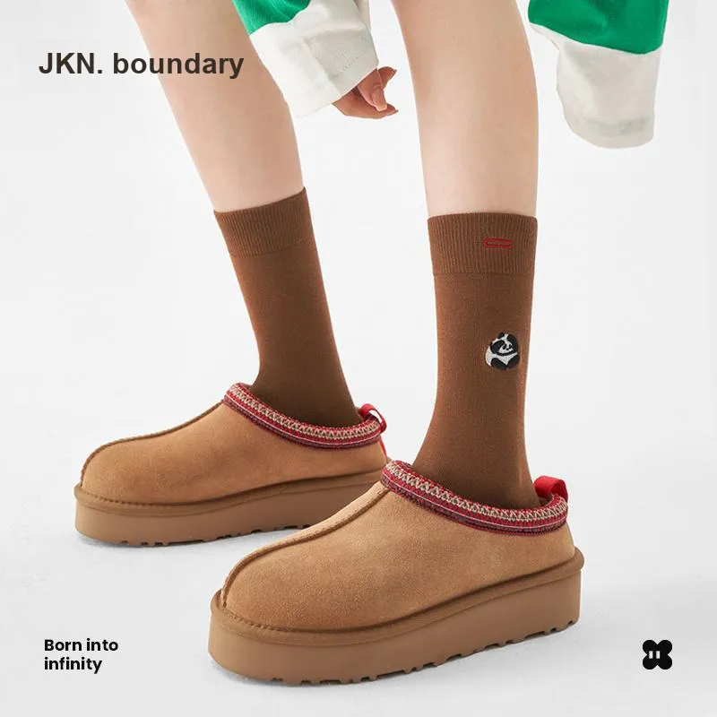 JKN Mid Calf Socks Ins Trendy Cartoon Cute Button Couple Socks Women's 4 Pack, Women's Socks-1