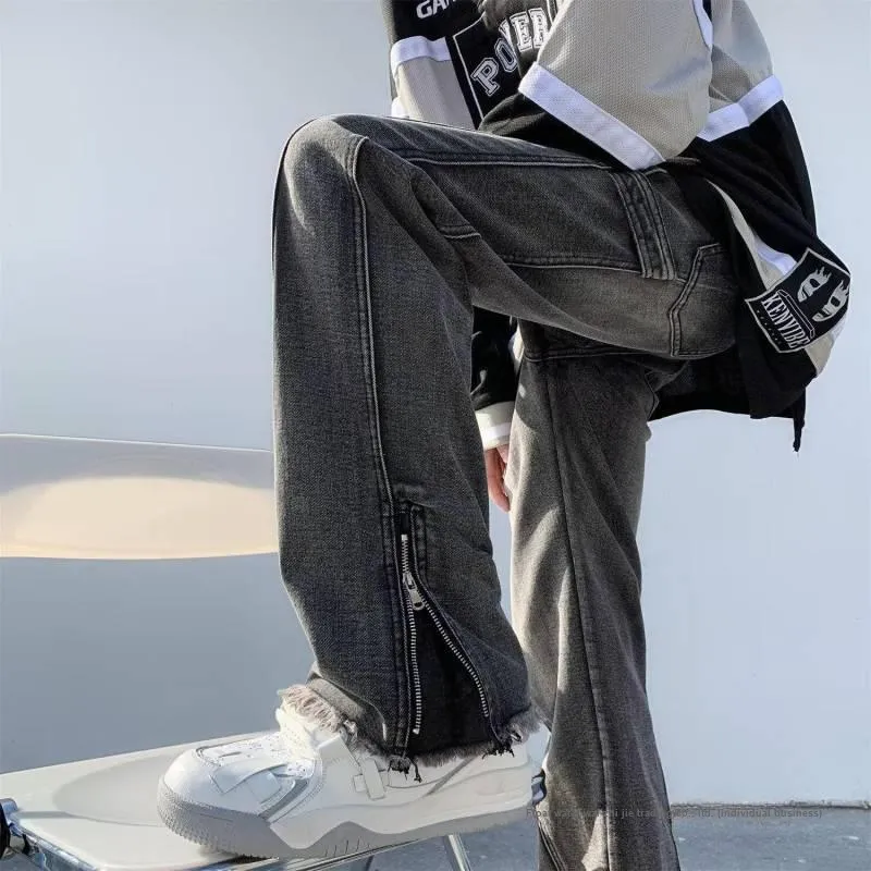 Fashionable Zipper Jeans-2