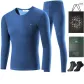 Crew Neck Set (Blue) Thickened and Fleece-Lined/Includes 2 Pack Socks+Shopping Bag