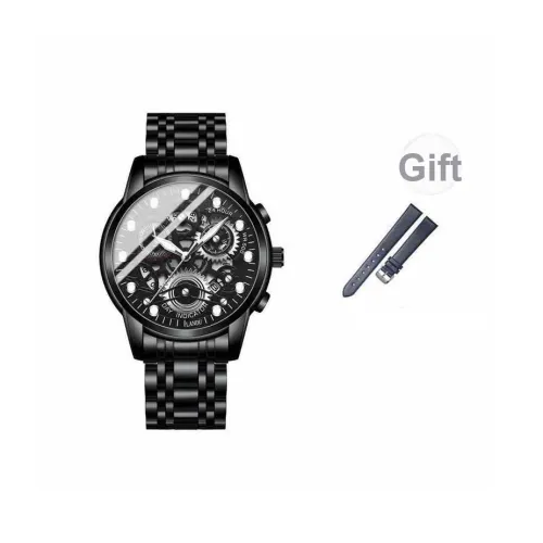 LANDU Кварцевый механизм Часы Мужские Черный циферблат