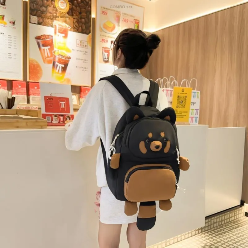 AIBAG Nylon Backpack Unisex Ecru/Black/Khaki-10