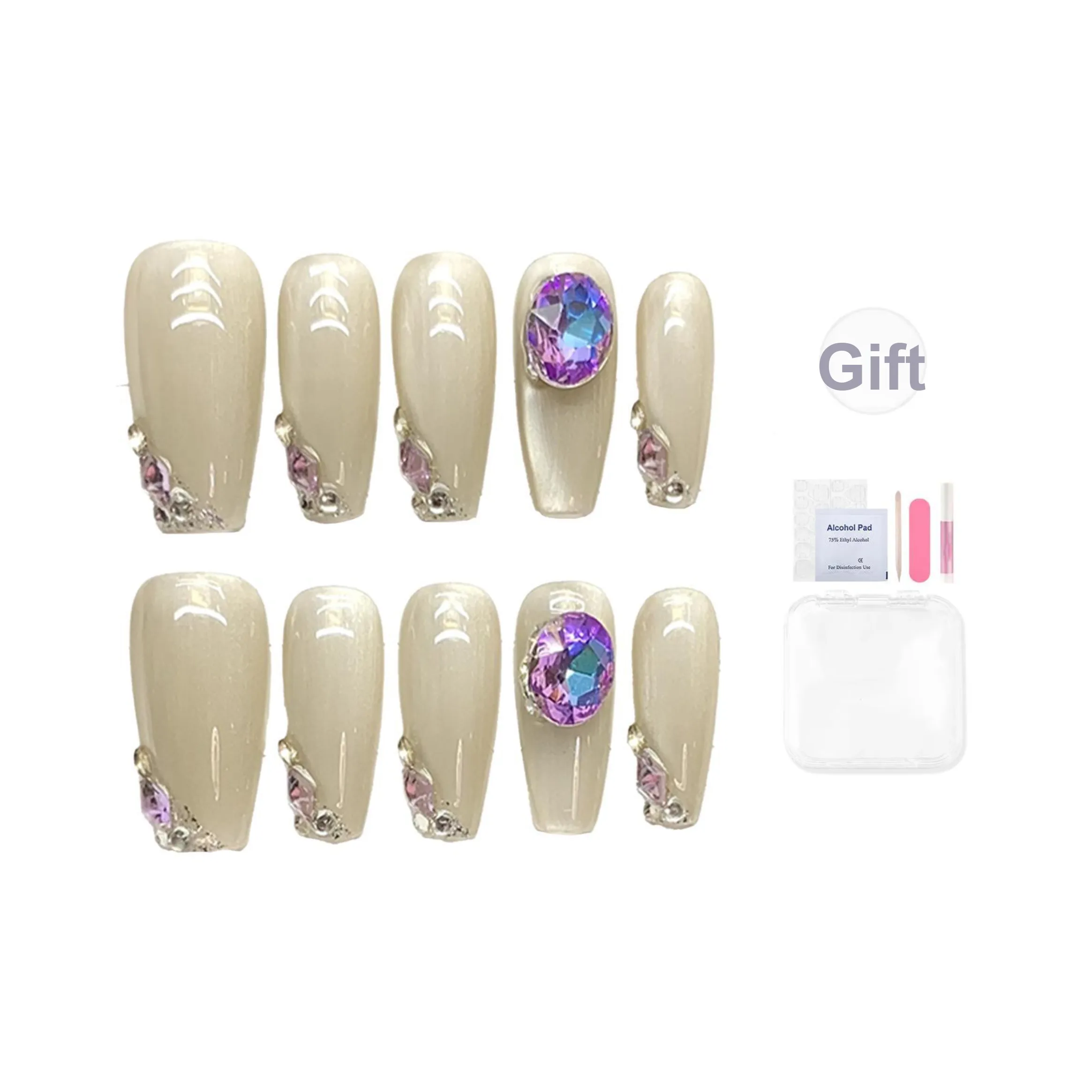 Yun Yue Joe Purple Elf Ручной Свет Therapy False Nail Средний LADDER Синий Градиентный Flashing