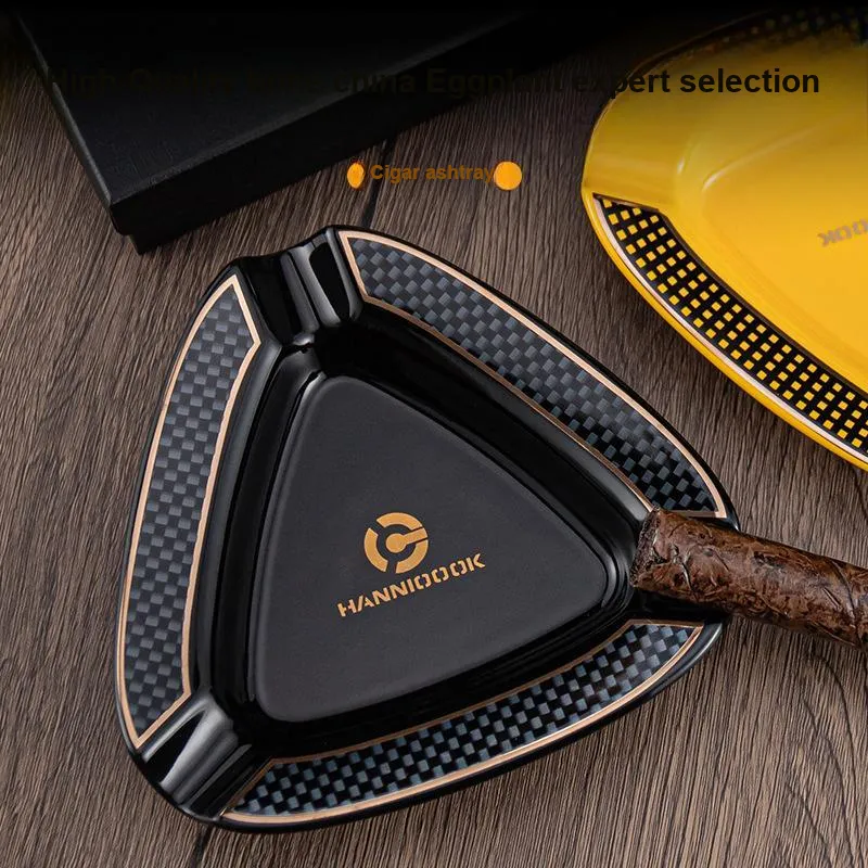 HANNICOOK Ceramic Ashtrays Black/Yellow-1