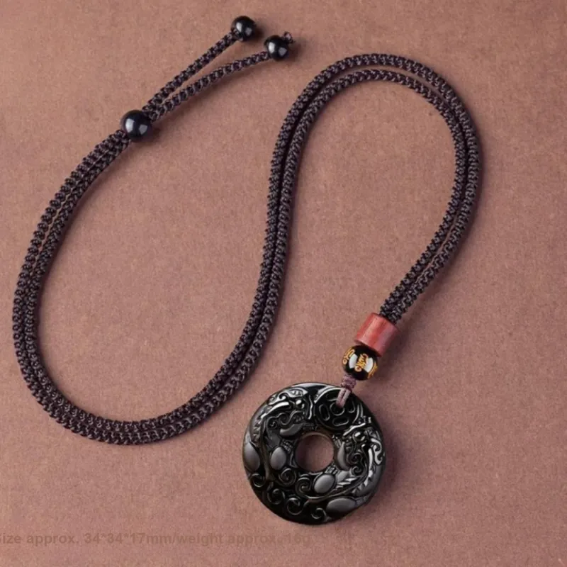 Stone On The Line Obsidian Pendants Unisex-4