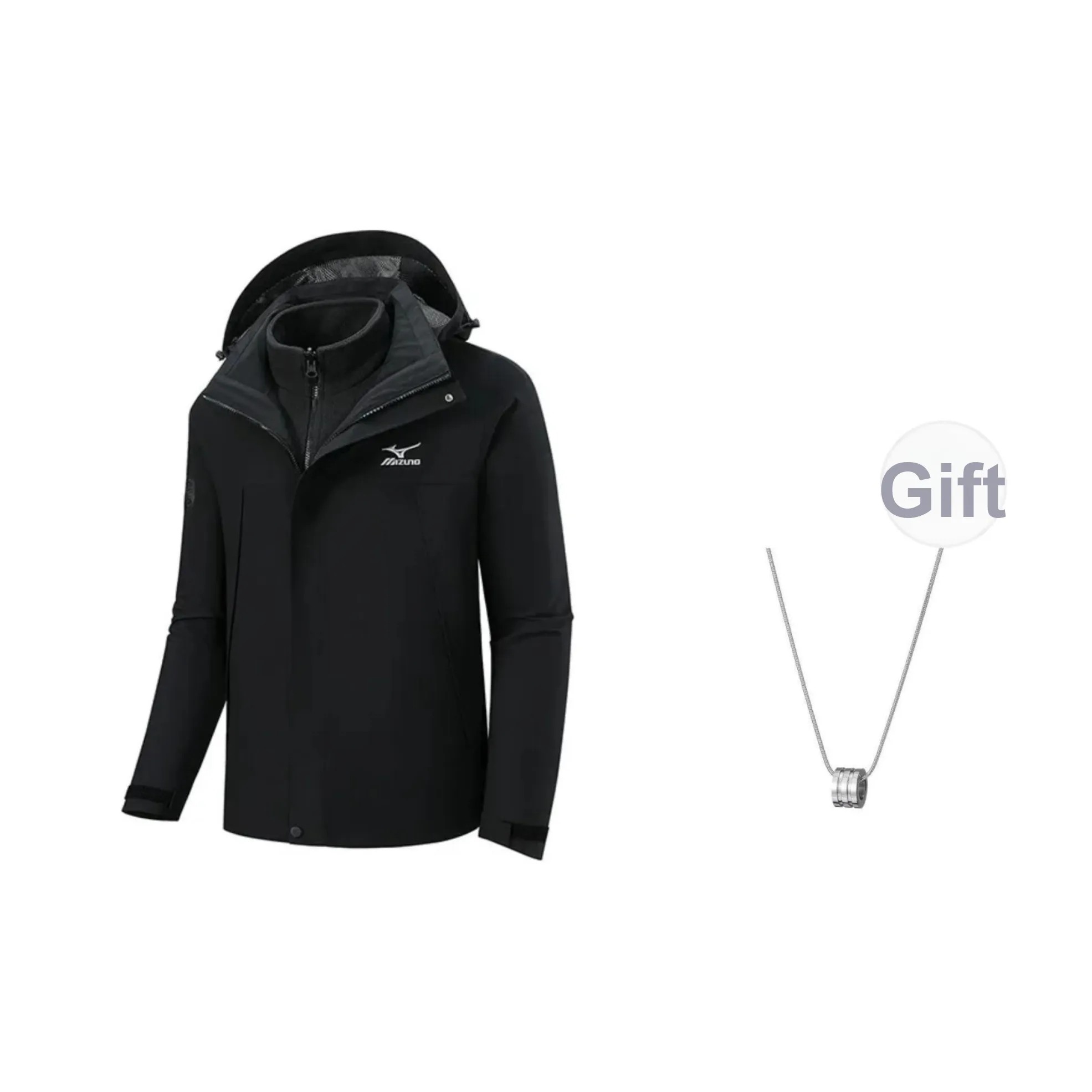 Mizuno Ветрозащитная Теплоизоляционная Ветровка Мужская Черная с Ожерельем