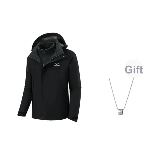 Mizuno Ветрозащитная Теплоизоляционная Ветровка Мужская Черная с Ожерельем