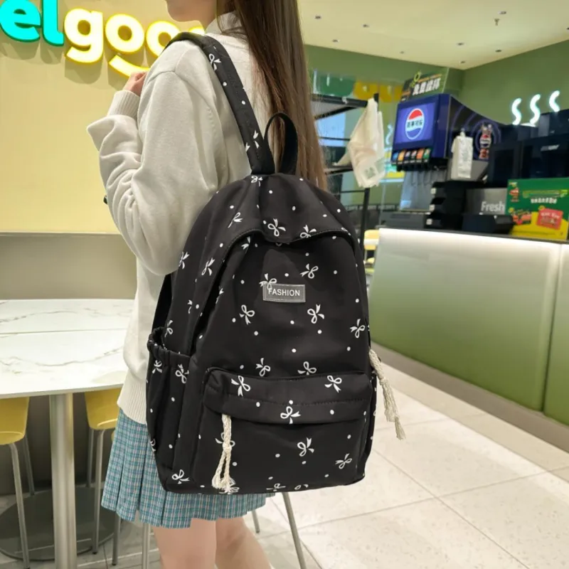 AIBAG Nylon Backpack Women's White Red Floral/White Blue Floral/White Black Floral/Black Purple-14