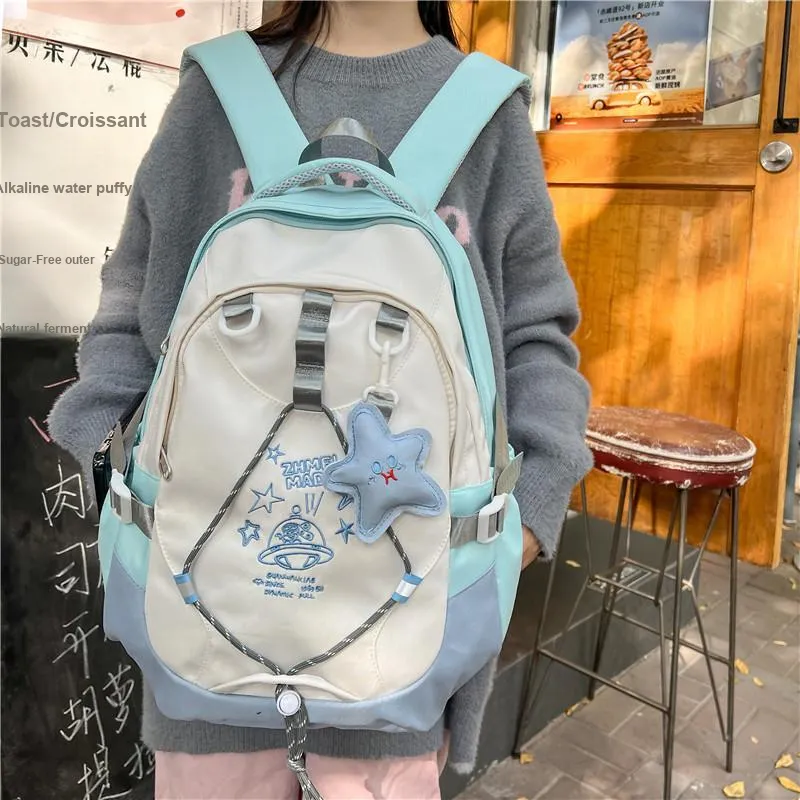 KAMLUI Nylon Fabric Backpack Unisex Multicolor-1