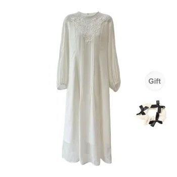 Long Sleeved Dress Women's Apricot Bowknot Hair Tie Comes With Style