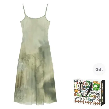 DEDY Slip Dresses Women's Green Skirt