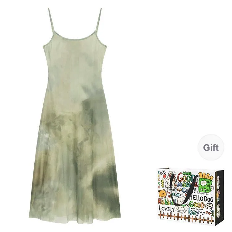DEDY Slip Dresses Women's Green Skirt-0
