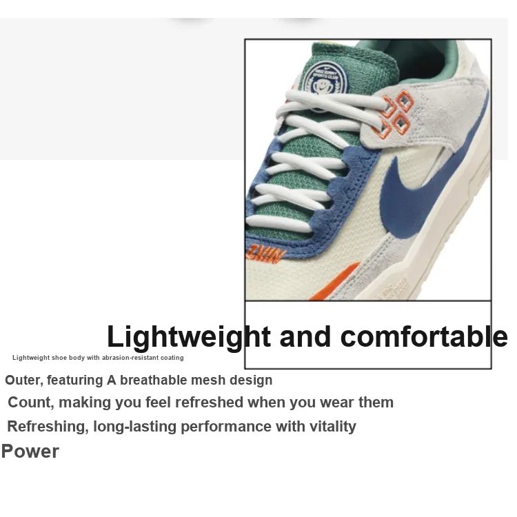 Nike SB DAY ONE Anti Slip Wear Resistant Low Top Kids' Skateboarding Shoes White Blue Unisex-1