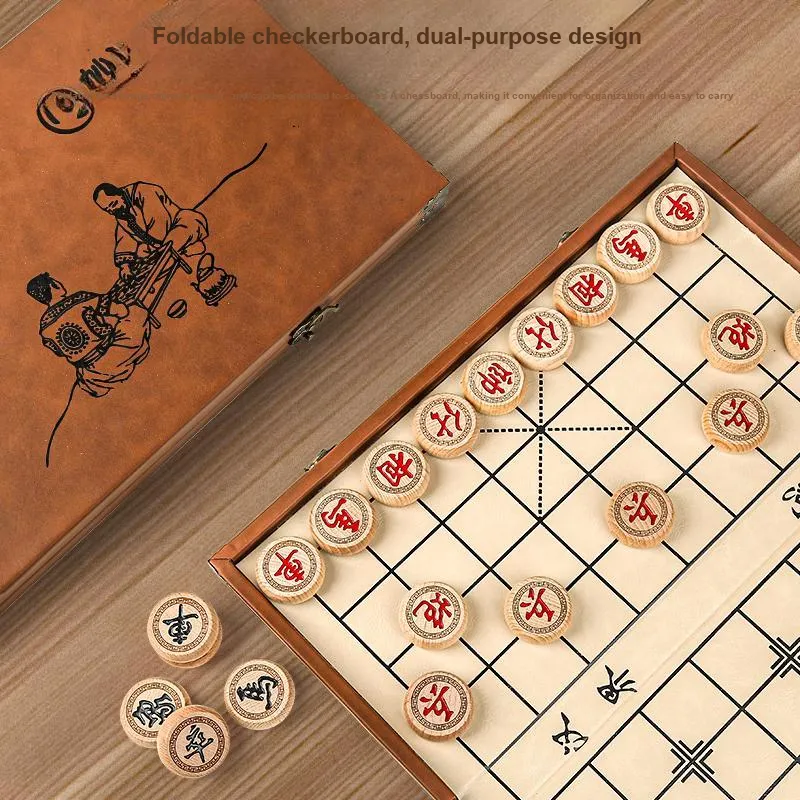 Miao Ji Chinese Chess Set With Wooden Board And Leather Case Beech Wood Extra Large Size 60 Board Games-4