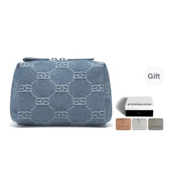 Cthulhu Cow Leather Minimalist Style Small Square Styling Denim Monogram Mini Pack Mini Women's Denim Blue