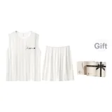 [Ecru Ice Silk Pajamas]Gift Box Set