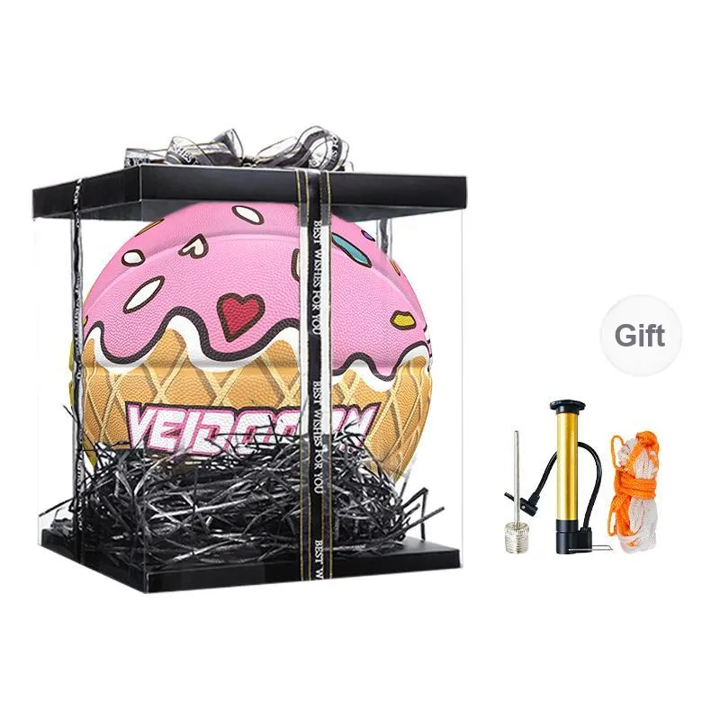 VEIDOORN Rubber Basketball Pink Size 7 Street Training Competition Unisex-5