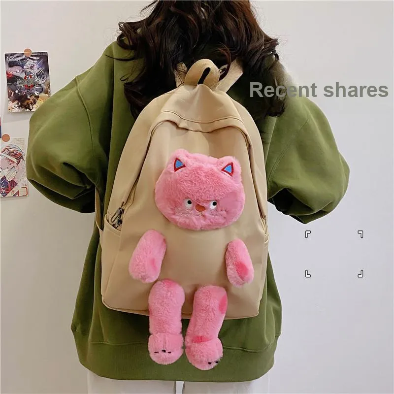 URBAN FOREST Nylon Backpack Women's White/Black/Khaki/Green/Blue/Pink-10