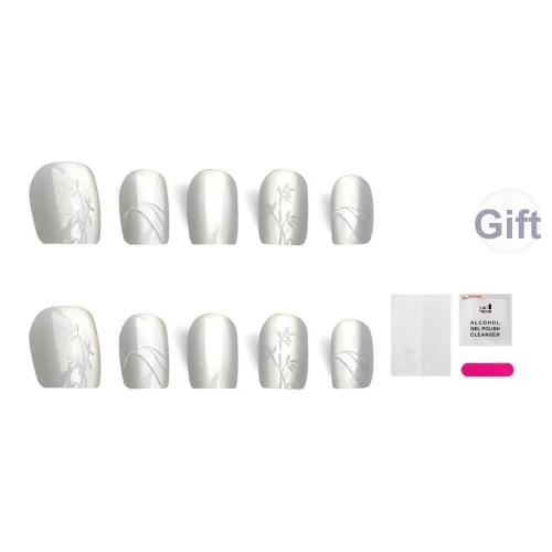 JIABITU Позолоченный Кошачий глаз False Nail Короткий LADDER Белый цвет нефрита Бамбук Однотонный Новый китайский стиль