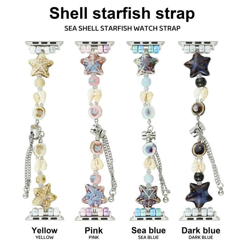 CHRROTA Compatibility Apple Watch Apple S10 Watch Iwatch 98th Generation Shell Sea Star Strap Watch Bands-7