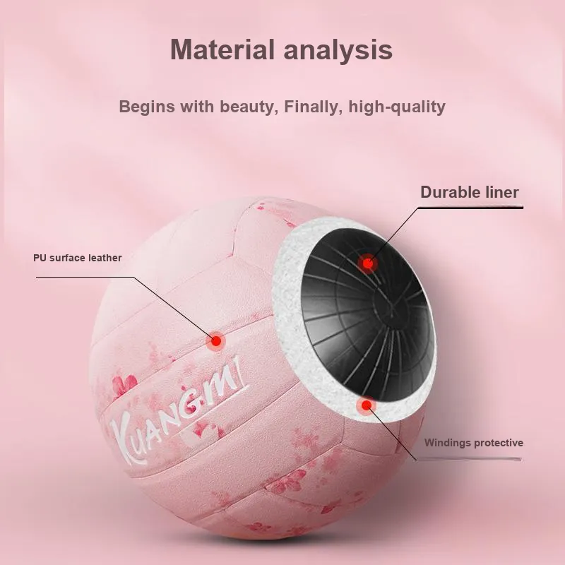 Kuangmi PU Size 5 Ball Middle School Volleyball Unisex Pink-7