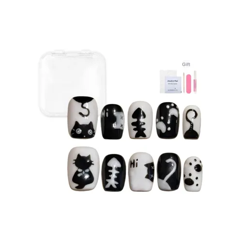 Yun Yue Joe Минималистский стиль Котенок Nail Art Ручная работа Милый Короткий ЛАДЬЯНКА Cute Cartoon 15 мм