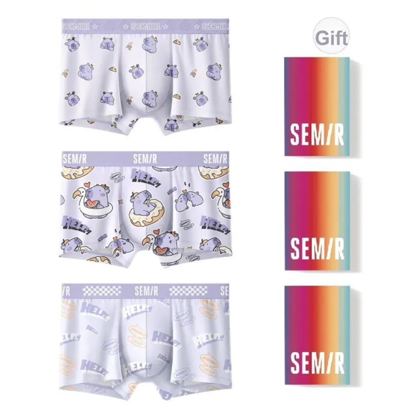 SEM/R Underpants Men's 3 Pack Eating Melon Pig-0