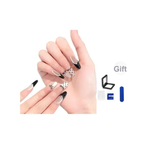 XNTX Midnight Paris False Nail Oval Cool Color Series Jump Color Polka Dot