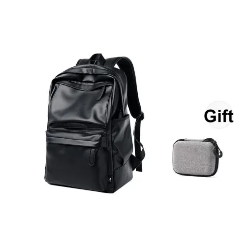 SEPTWOLVES Artificial Leather Backpack University Student Backpack Commute Travel Bag Women's QPL Men's Black