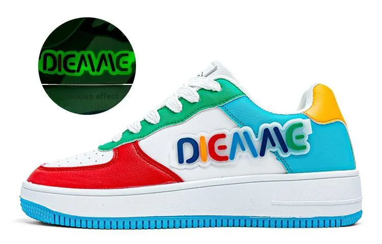 DIEMME Glow In The Dark Slip Resistant Cushioning Abrasion Resistant Low Top Skateboard Shoes Unisex-7