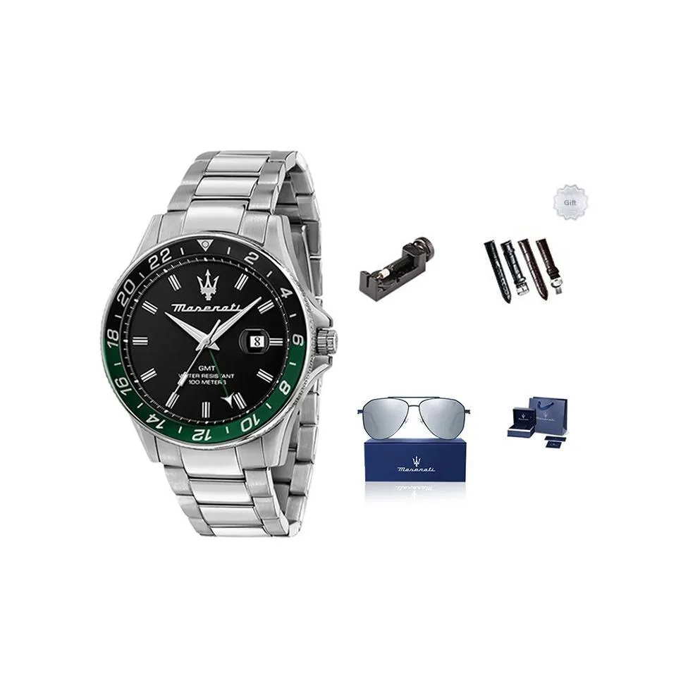 Maserati Кварцевый механизм Черный циферблат Мужские часы