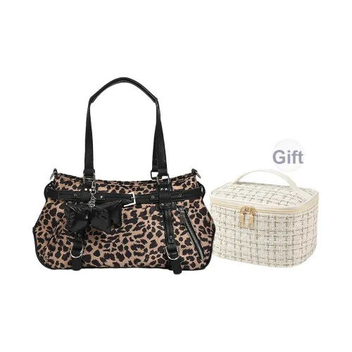 NATTY ПУ (полиуретан) Сумка-тоут Сумка через плечо Большая Женская Розовая Леопардовый принт Черная