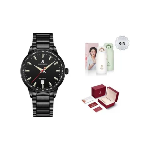 ERNEST BOREL Urban Автоматический Механический Часы Мужские 42 мм Черный Циферблат Корпус из Нержавеющей Стали
