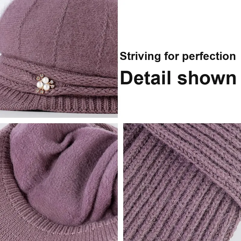 Top Melon Rabbit Fur Blend Beanies Women's-2