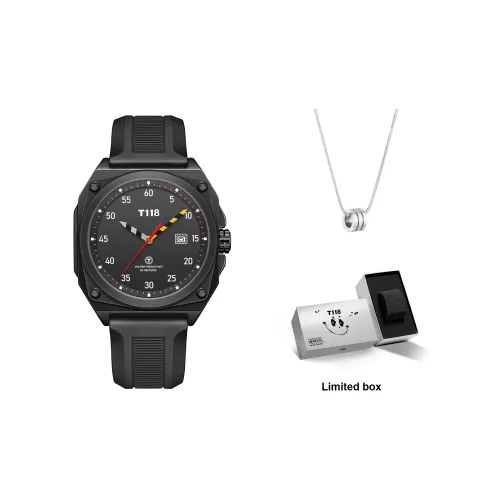 T118 Кварцевый механизм силиконовый ремешок унисекс черный циферблат