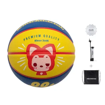 JRs Rubber Basketball Blue Yellow Size 5 Training Kids'