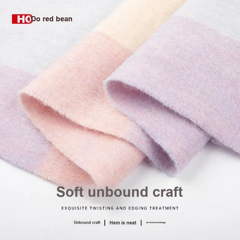 Red Bean 100% Wool Knit Scarves Women's-10