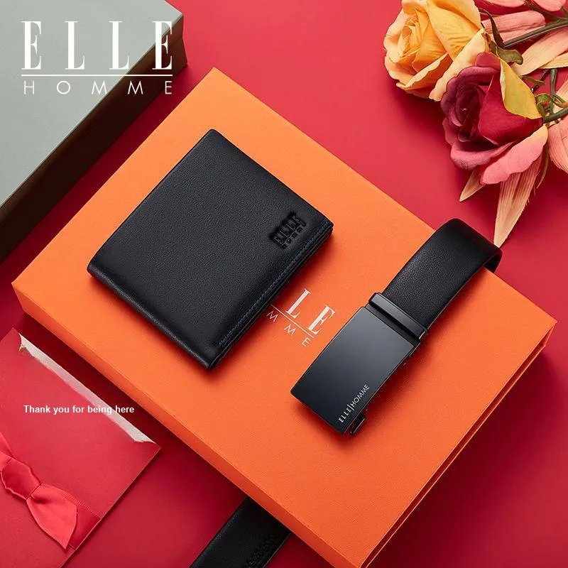 ELLE HOMME Cow Leather Belts Men's Width 3.5cm-2