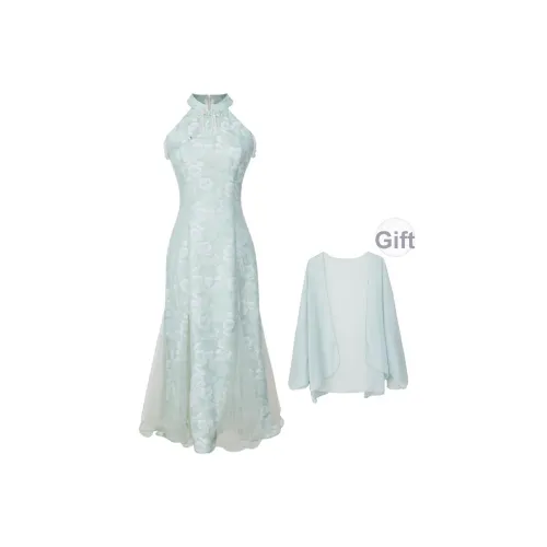 Blovelan Без рукавов Платье Женское Бледно-зеленый