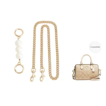 Ingenuity Handmade Metal Alloy Bag Strap Women's Gold Tone/White