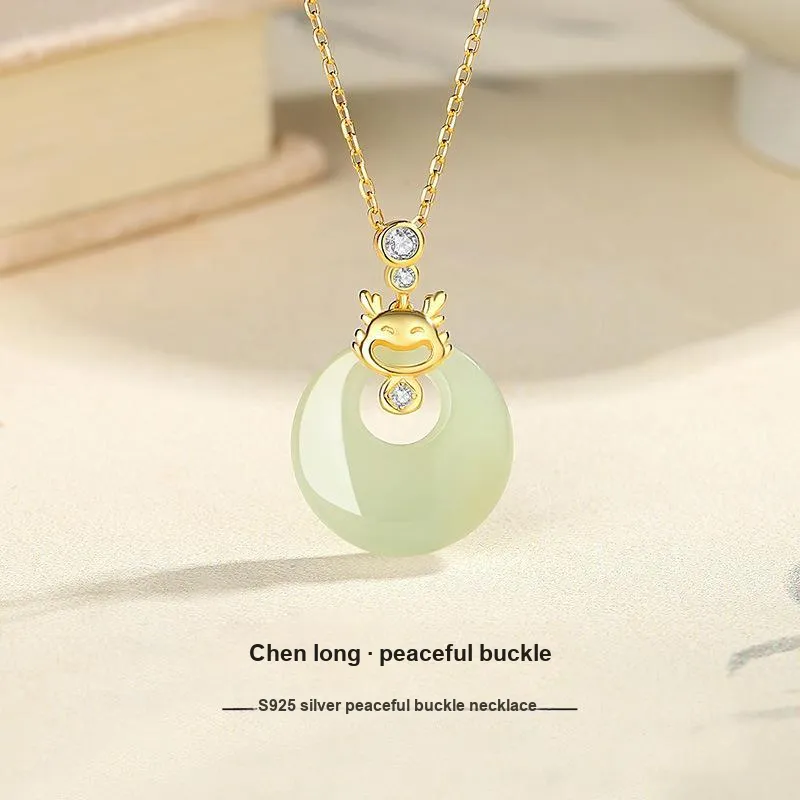 Andaozi Hetian Jade Necklaces Green Jade Women's-1