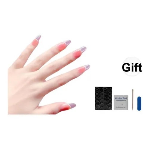 OUYUJI Длинный Заостренный Фиолетовый Французский Pure Desire Attack Dry Ручной Работы Готовый Товар False Nail Миндаль