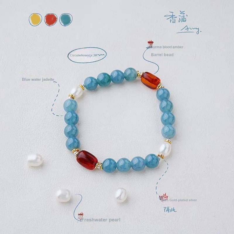 Amy's Garden Glutinous Jade Blue Water Jadeite Bracelet Women's-3