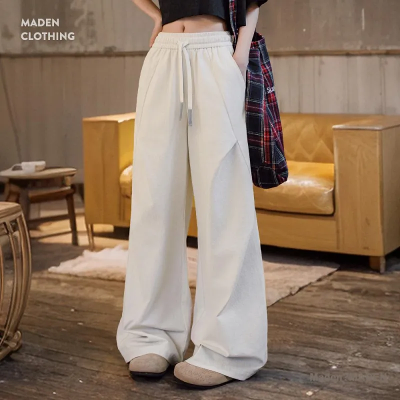 MADEN Casual Pants Women's Diamond Heather White-2