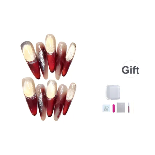 A Few More Cute Handcrafted False Nail Миндаль Красный Смузи