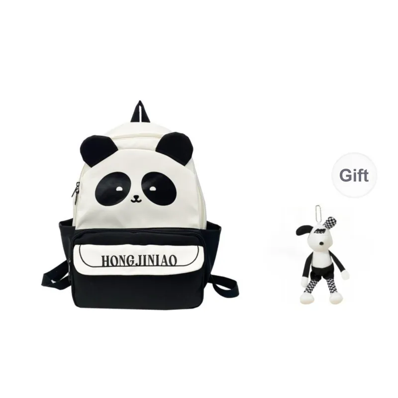 BRABOSTON Nylon Backpack Regular Unisex Black Panda Plaid-4