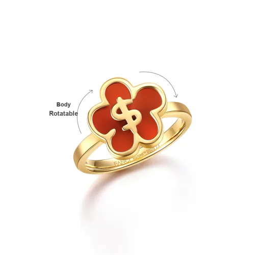FANCI S925 Sterling Silver With Red Agate Inlay Rings Unisex