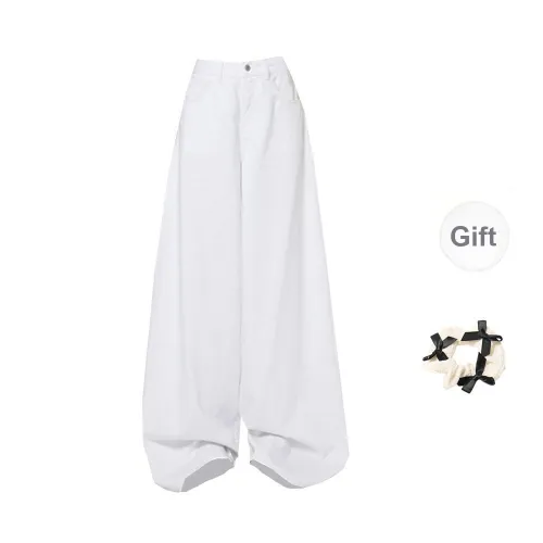 TORIGHT Jeans Women's White+Bowknot Hair Tie Comes With