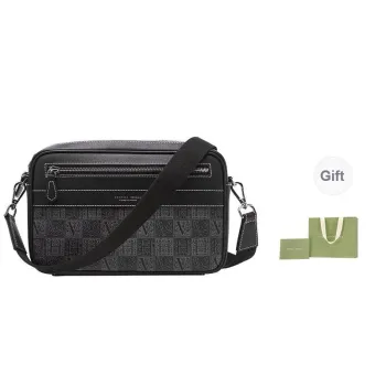 VANESSA HOGAN Monogram Cow Leather Camera Bags Crossbody Bags Medium Size Unisex Black